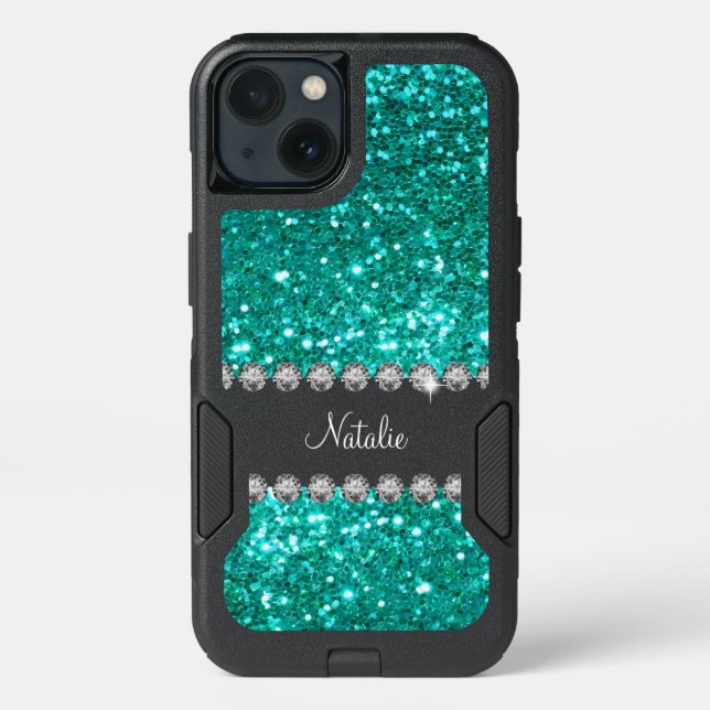 Glitzy Monogram Faux Glitter Otterbox iPhone Case (Back)