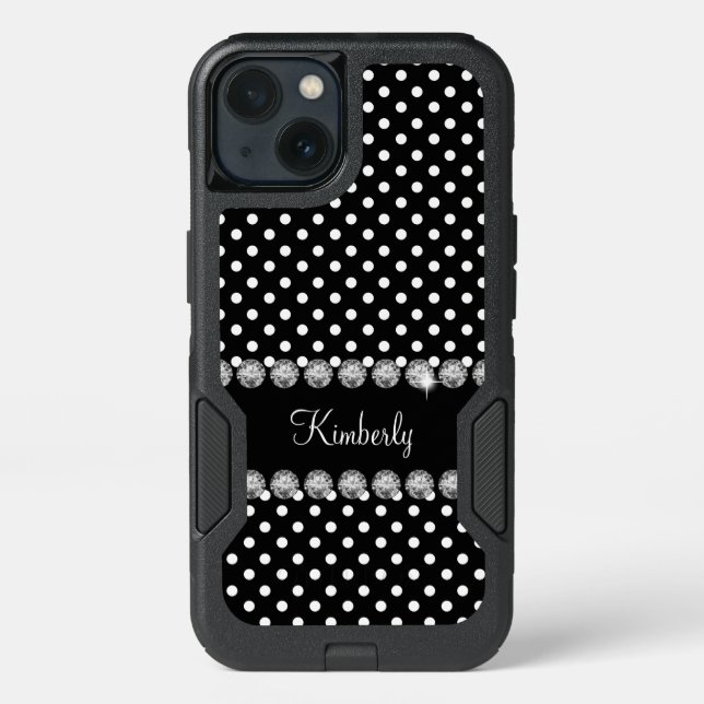 Glitzy Monogram Polka Dot Otterbox iPhone Case (Back)