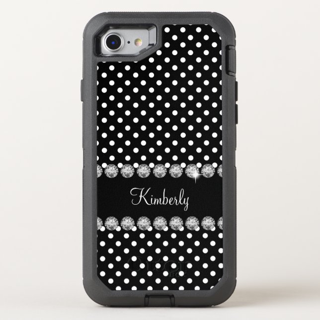 Glitzy Monogram Polka Dot Otterbox iPhone Case (Back)