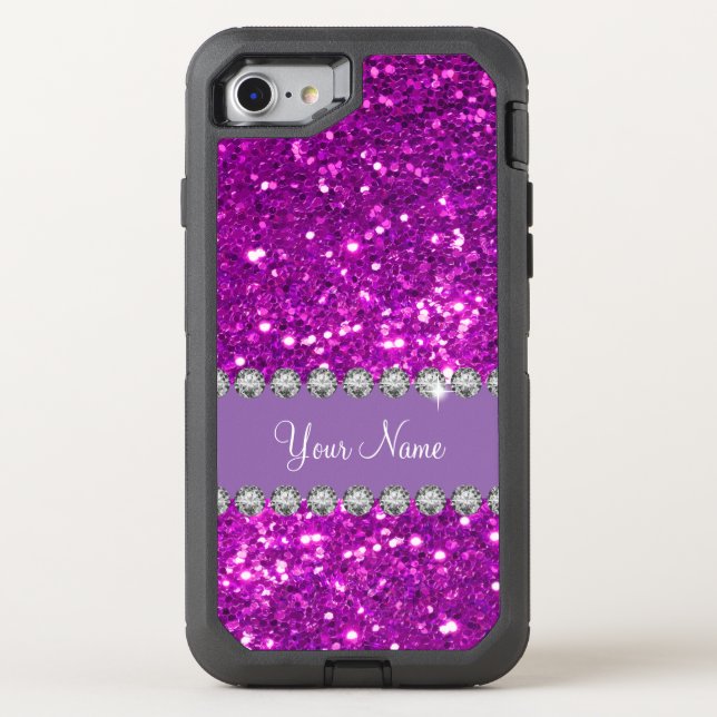 Glitzy Monogram Simulated Glitter Otterbox iPhone Case (Back)