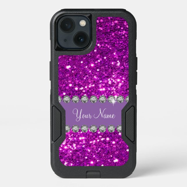 Glitzy Monogram Simulated Glitter Otterbox iPhone Case (Back)