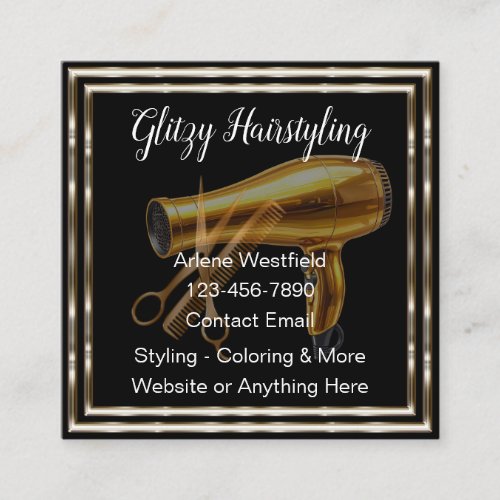 Glitzy New Hairstylist Beauty Business Cards