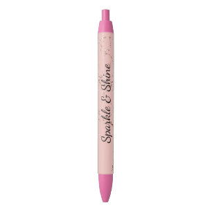 Glitzy Pink Blush Rose Gold Glitter Sparkle Pen