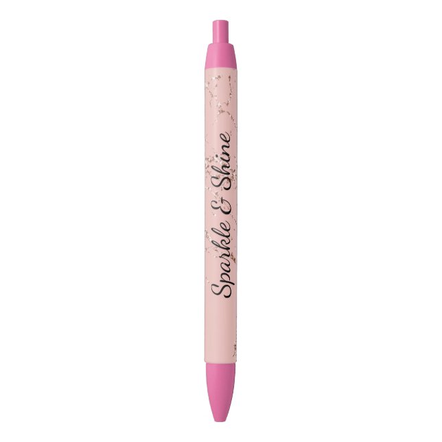 Glitzy Pink Blush Rose Gold Glitter Sparkle Pen (Front Vertical)