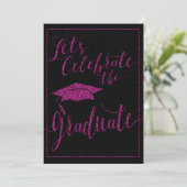 Glitzy Pink Glitter Photo Graduation Invitation (Standing Front)