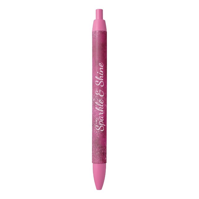 Glitzy Pink Glitter Sparkle Pen (Front Vertical)