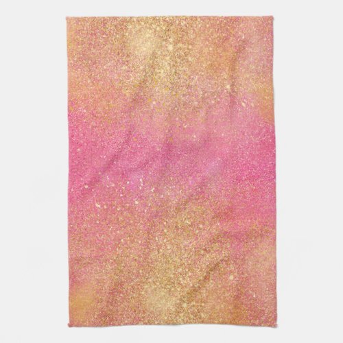 Glitzy Pink Gold Sparkle and Shine Kitchen Towel