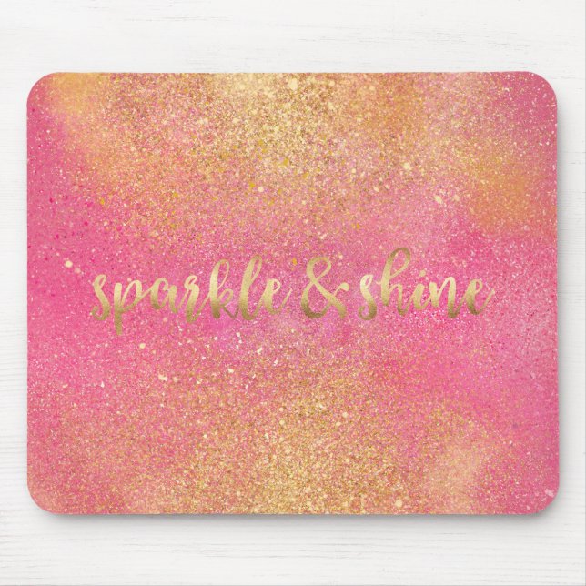 Glitzy Pink Gold Sparkle and Shine Mouse Pad (Front)