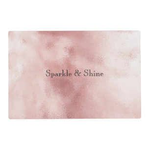 Glitzy Pink White Marble Gold Glitter Birthday Placemat