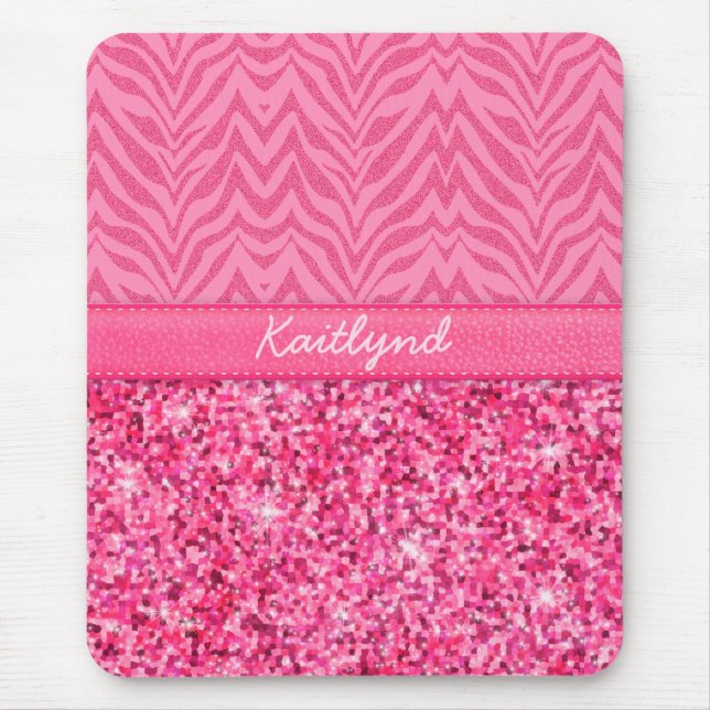 Glitzy Pink Zebra Mouse Pad (Front)