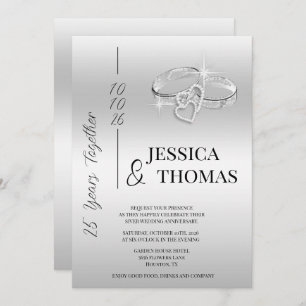 Glitzy Posh 25th Silver Wedding Anniversary Invitation