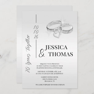 Glitzy Posh 70th Platinum Wedding Anniversary Invitation