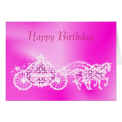 Glitzy Princess Pink Coach &amp; Horses Birthday Card