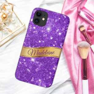 Glitzy Purple Custom Name iPhone Case