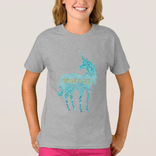 Glitzy Purple Lilac Mint Aqua Sparkle Unicorn T-Shirt