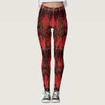 Glitzy Queen of Hearts Harlequin Red Black White Leggings