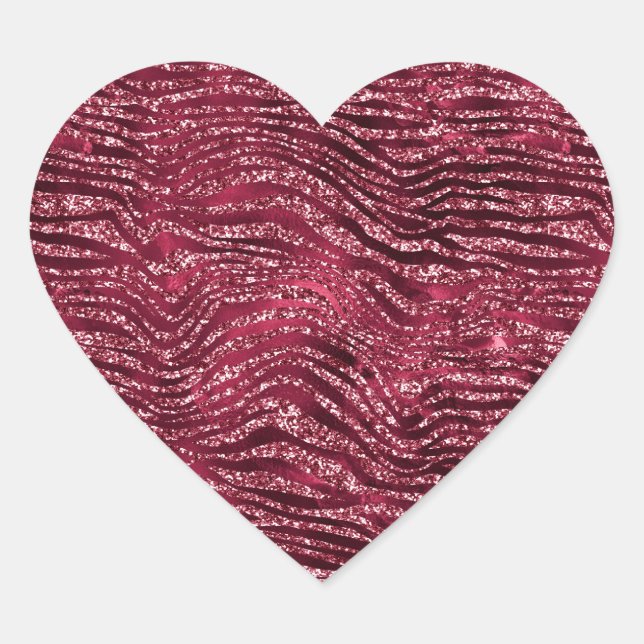 Glitzy Red Glitter Animal Print   Heart Sticker (Front)