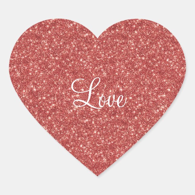 Glitzy Red Glitter Love Heart Sticker (Front)