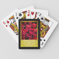 Glitzy Red Roses Playing Cards