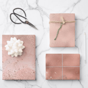 Glitzy Rose Blush Pink Sparkle Wrapping Paper Sheets