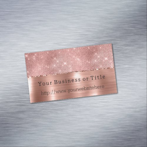 Glitzy Rose Gold Sparkle Business Card Magnet