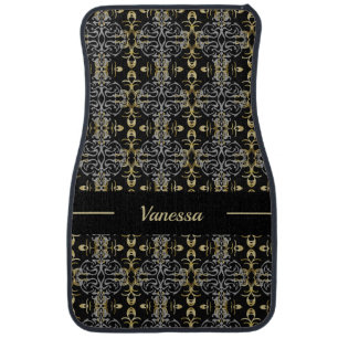 Glitzy Silver and Gold Personalized Car Floor Mat