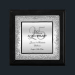 Glitzy Silver & Black 25th Wedding Anniversary    Gift Box<br><div class="desc">Beautiful romantic, elegant glitzy and sparkly 25th Wedding Anniversary gift box. With a shiny glittery sequin silver border frame over a double silver and single black background..This example is for a 25th Silver Wedding Anniversary but can be used for any event. All text, font and font color is fully customizable...</div>