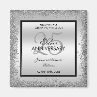 Glitzy Silver & Black 25th Wedding Anniversary