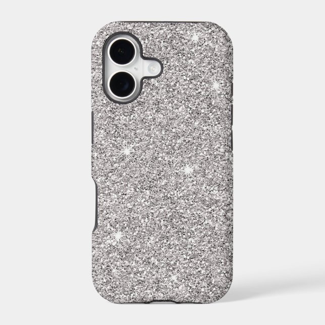 Glitzy Silver Glitter Iphone Case (Back)