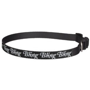 Glitzy silver pretend sparkle Bling text print Pet Collar