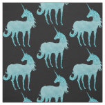 Glitzy Sparkle Aqua Unicorn Fabric