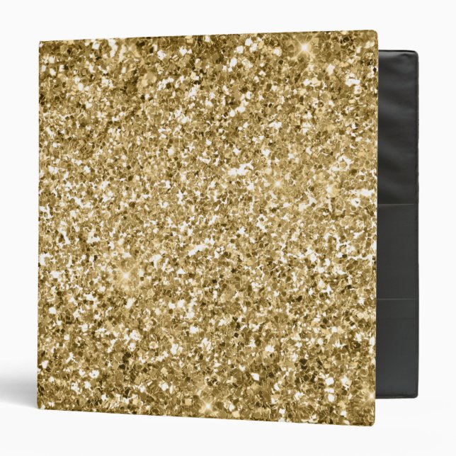  Glitzy Sparkle Gold Glitter 3 Ring Binder (Front/Inside)