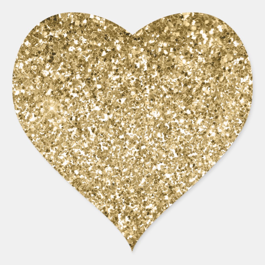 Glitzy Sparkle Gold Glitter Heart Sticker | Zazzle