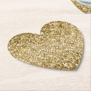 Glitzy Sparkle Gold Glitter           Paper Coaster