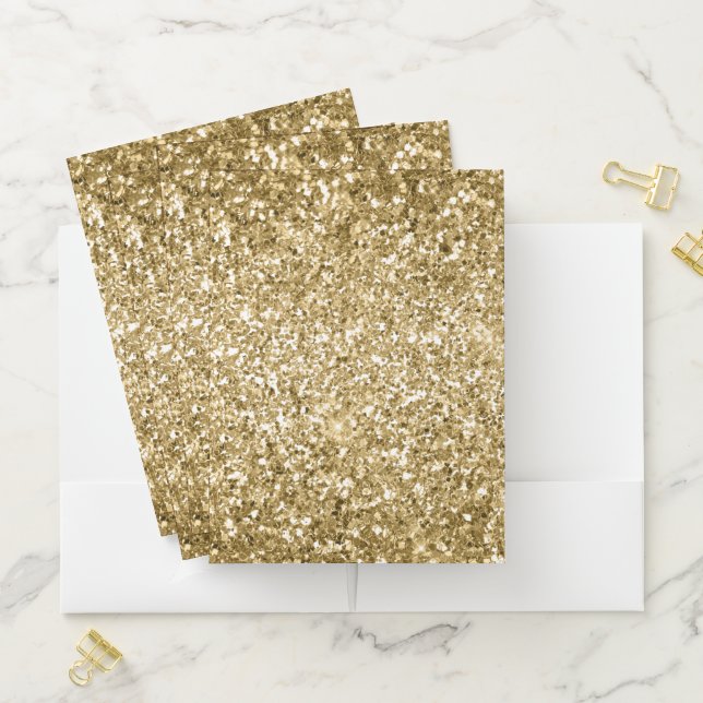 Glitzy Sparkle Gold Glitter   Pocket Folder (In Situ)