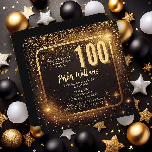 Glitzy Sparkles | Stars Gold 100th Birthday Party