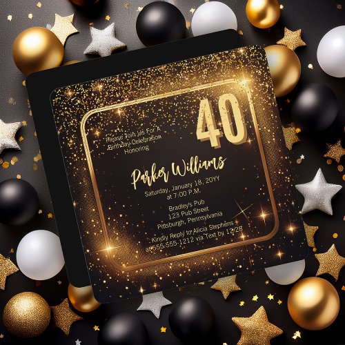 Glitzy Sparkles | Stars Gold 40th Birthday Party