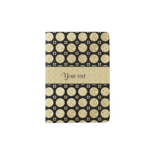 Glitzy Sparkly Faux Gold Glitter Buttons Passport Holder