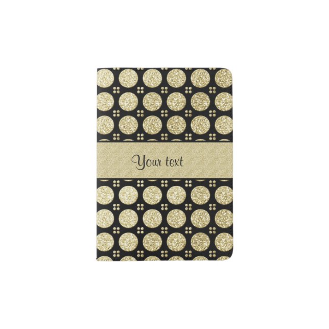 Glitzy Sparkly Faux Gold Glitter Buttons Passport Holder (Front)