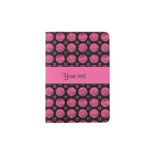 Glitzy Sparkly Hot Pink Glitter Buttons Passport Holder