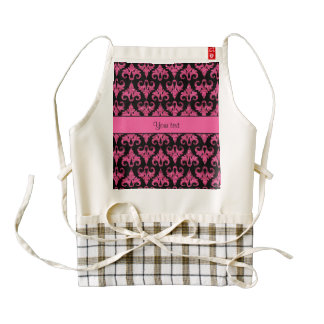 Glitzy Sparkly Hot Pink Glitter Damask Zazzle HEART Apron