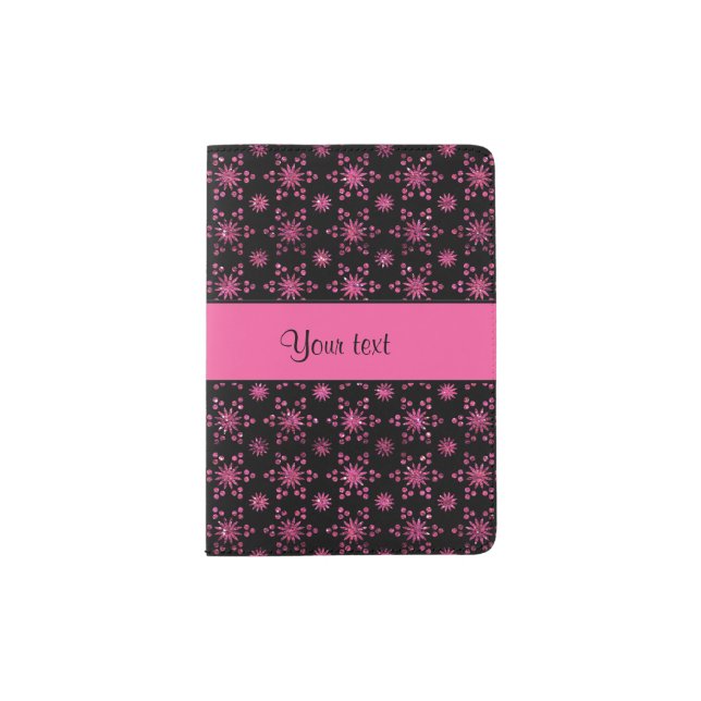 Glitzy Sparkly Hot Pink Glitter Stars Passport Holder (Front)