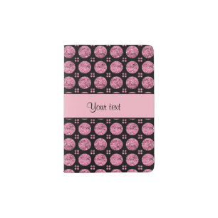 Glitzy Sparkly Pink Glitter Buttons Passport Holder