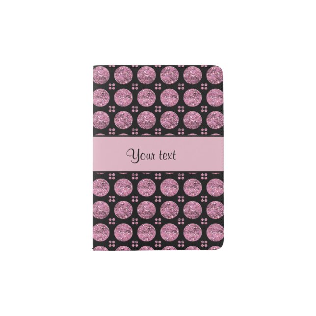 Glitzy Sparkly Pink Glitter Buttons Passport Holder (Front)