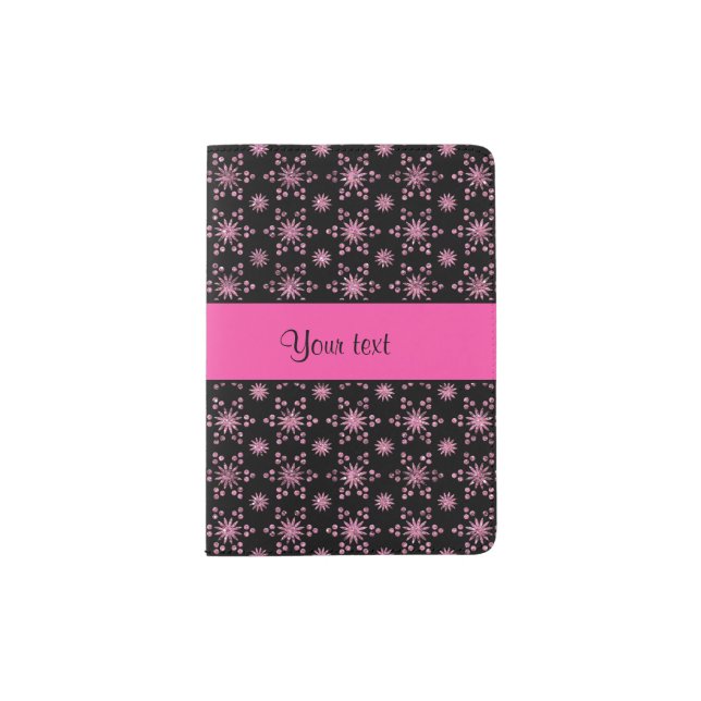 Glitzy Sparkly Pink Glitter Stars Passport Holder (Front)