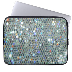 Glitzy Sparkly Silver Bling Glitter Laptop Sleeve