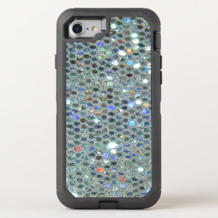 Glitzy Sparkly Silver Bling Glitter OtterBox Defender iPhone SE/8/7 Case