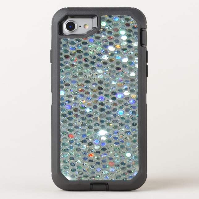 Glitzy Sparkly Silver Bling Glitter Otterbox iPhone Case (Back)