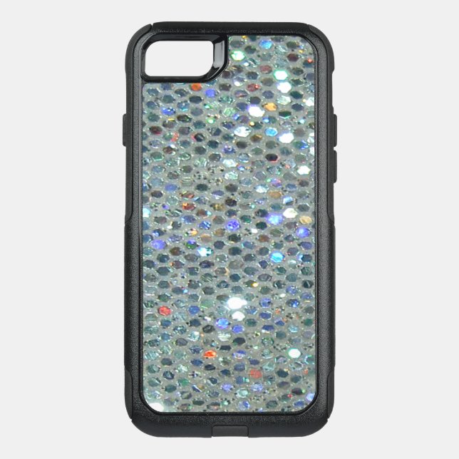 Glitzy Sparkly Silver Bling Glitter Otterbox iPhone Case (Back)