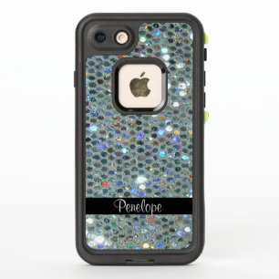 Glitzy Sparkly Silver Glitter Bling Add Your Name